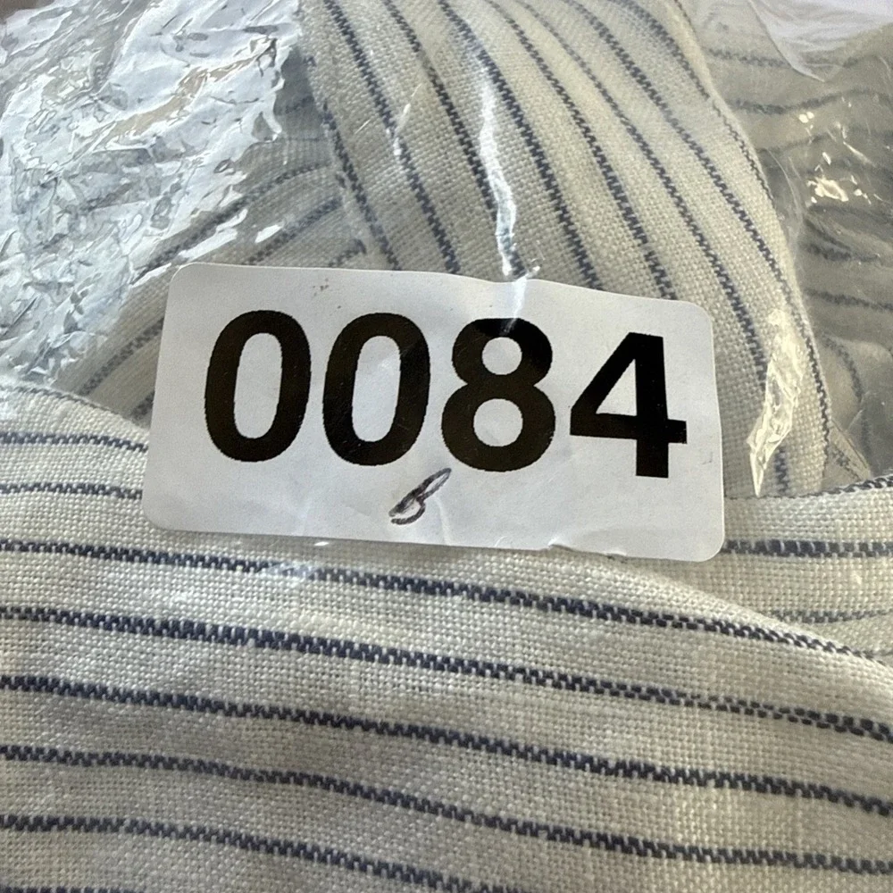 NWT Uniqlo premium linen standup collar shirt White Blue Stripes Medium Preppy - Picture 11 of 11